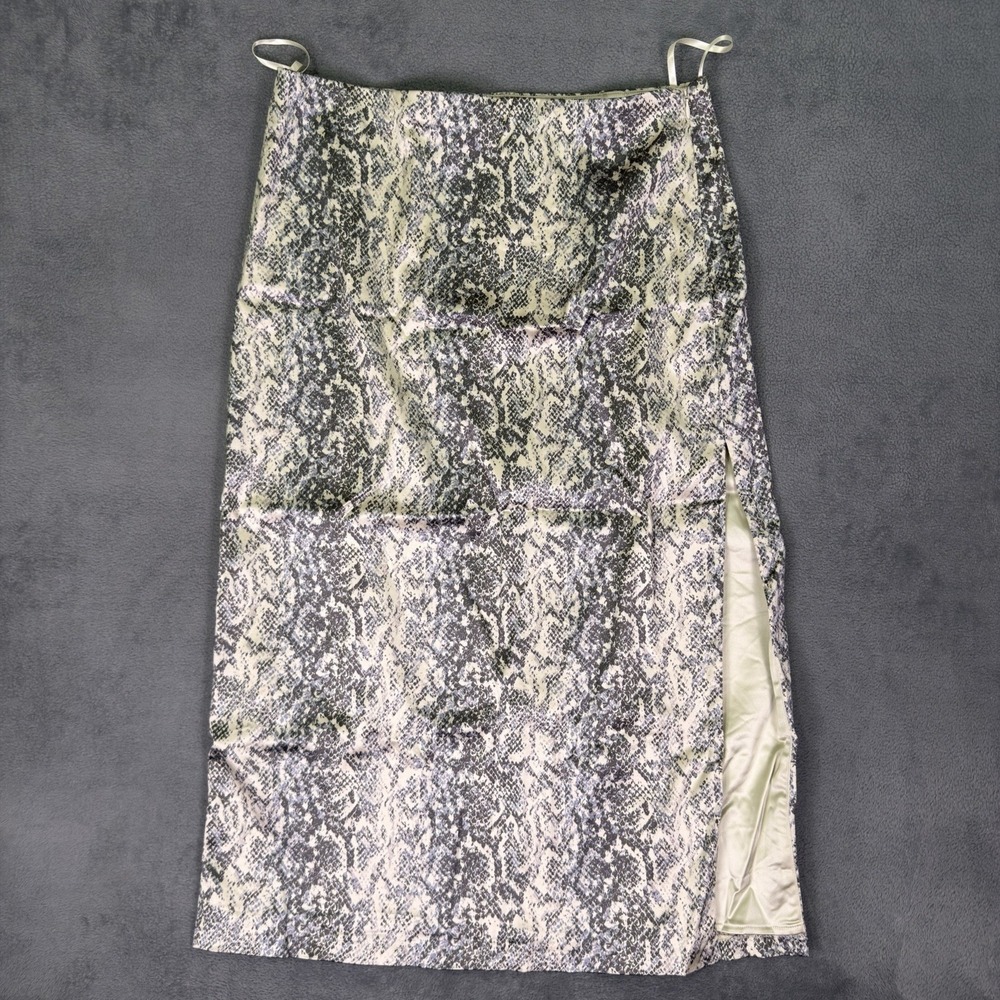Abercrombie And Fitch Skirt Womens Large Gold Snake Skin Midi A Line Slit
